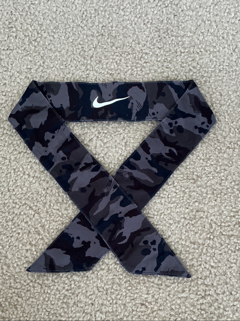 Nike Black & Grey Camo Women's Tie Headband